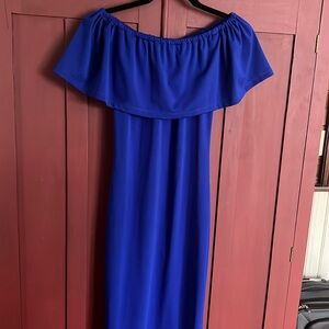 Royal Blue Ruffle Top Body Con Dress